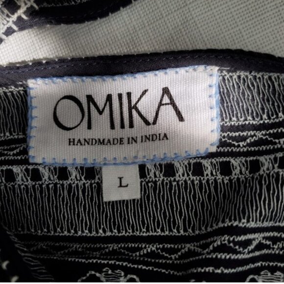 Omika Rosalita Midi Tiered Gray Sleeveless V-Neck Embroidered Print Dress Size L - Picture 4 of 10
